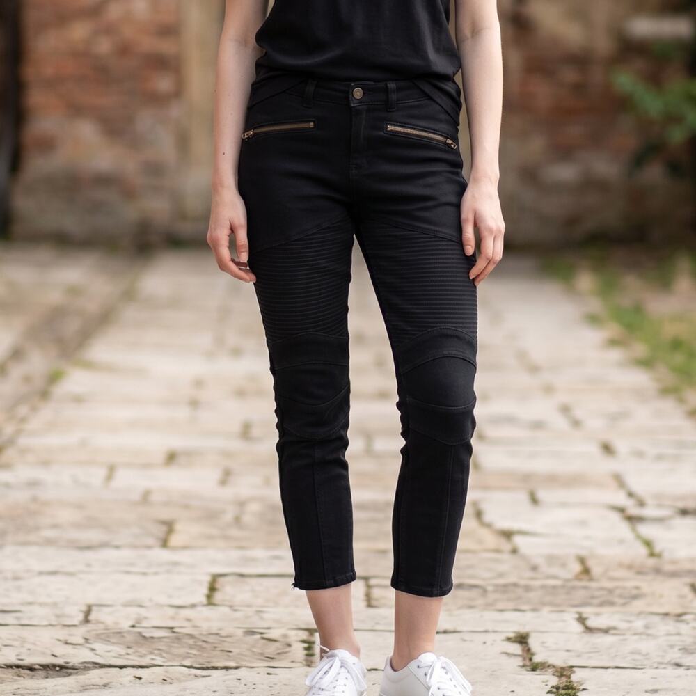True Religion Womens Pants Size 27 Black Cropped Skinny Slim High Waist Casual